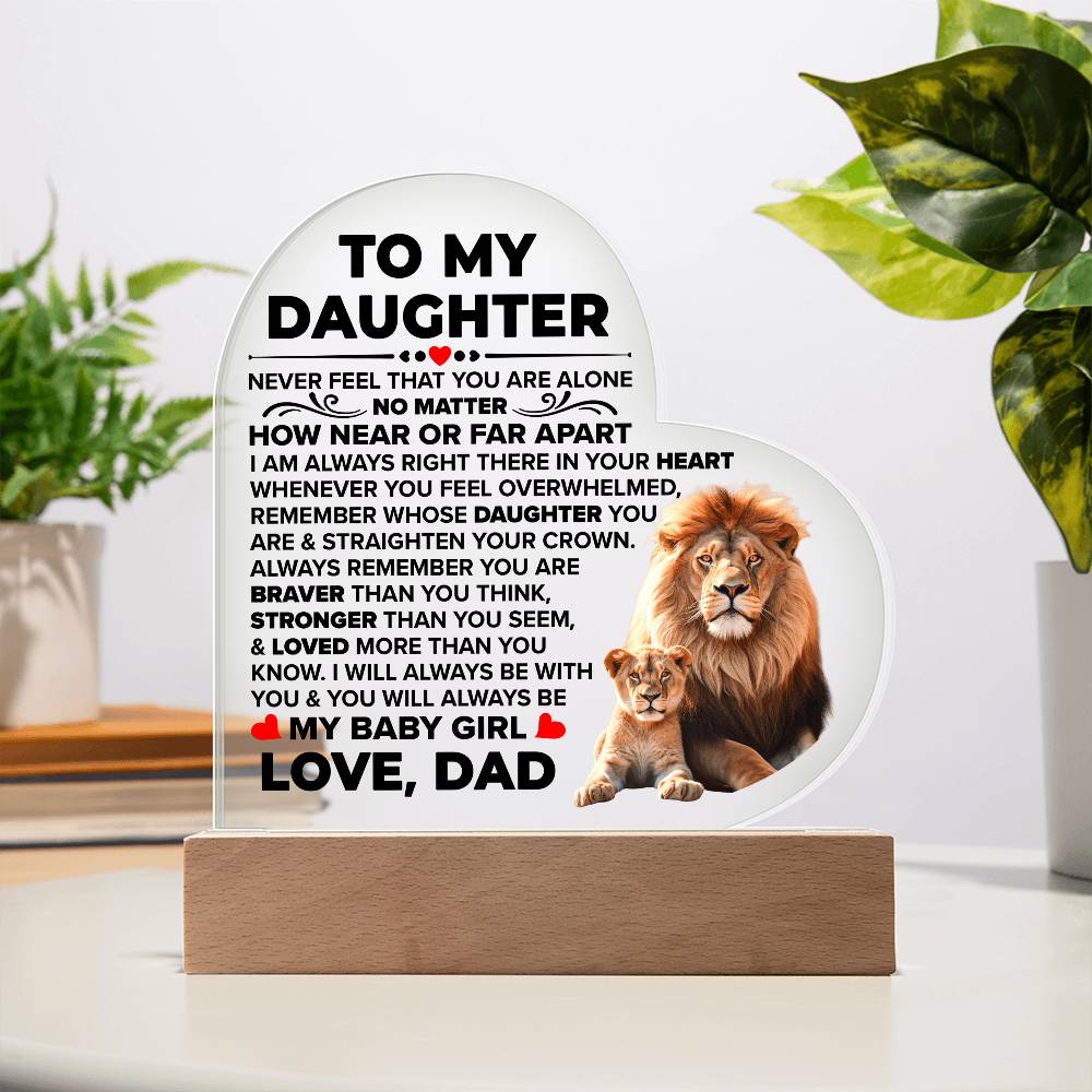 To My Daughter Braver – Acrylic Heart Plaque - Teedubb Xsclusive
