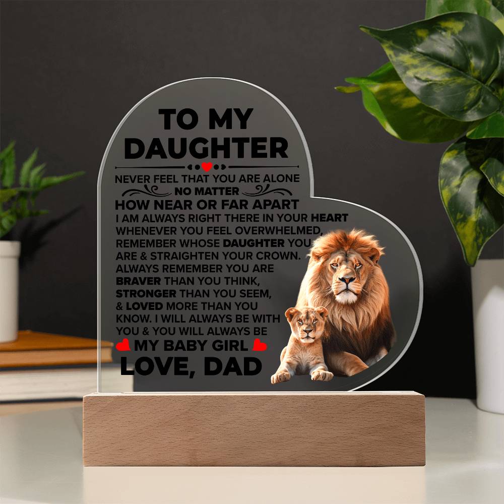 To My Daughter Braver – Acrylic Heart Plaque - Teedubb Xsclusive
