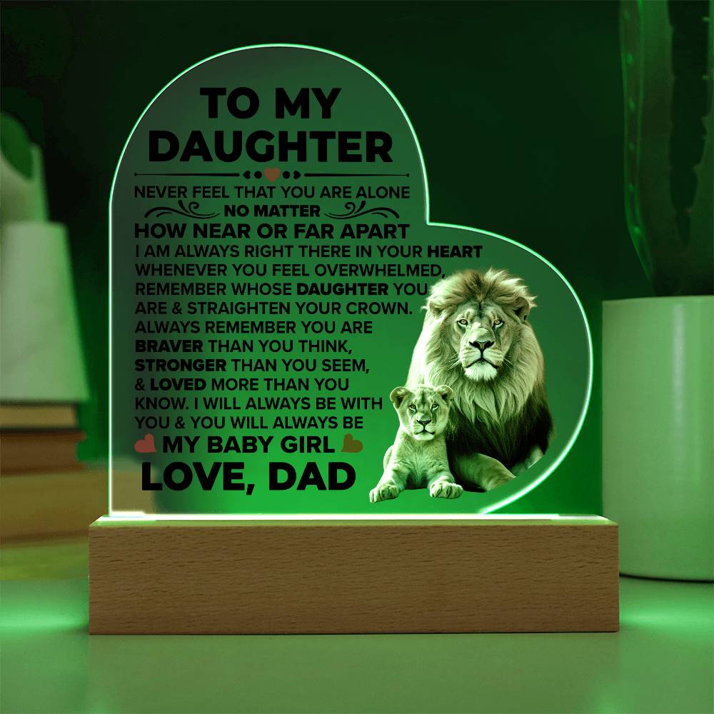 To My Daughter Braver – Acrylic Heart Plaque - Teedubb Xsclusive