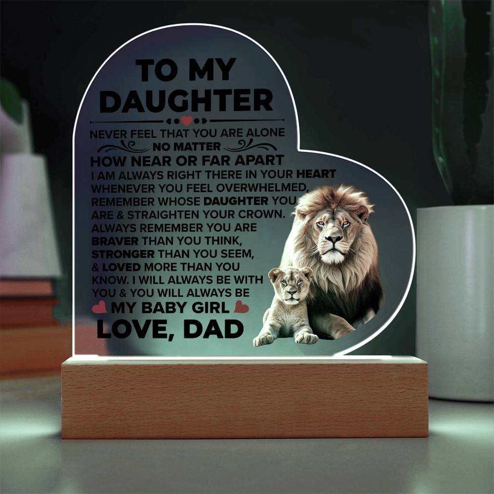 To My Daughter Braver – Acrylic Heart Plaque - Teedubb Xsclusive