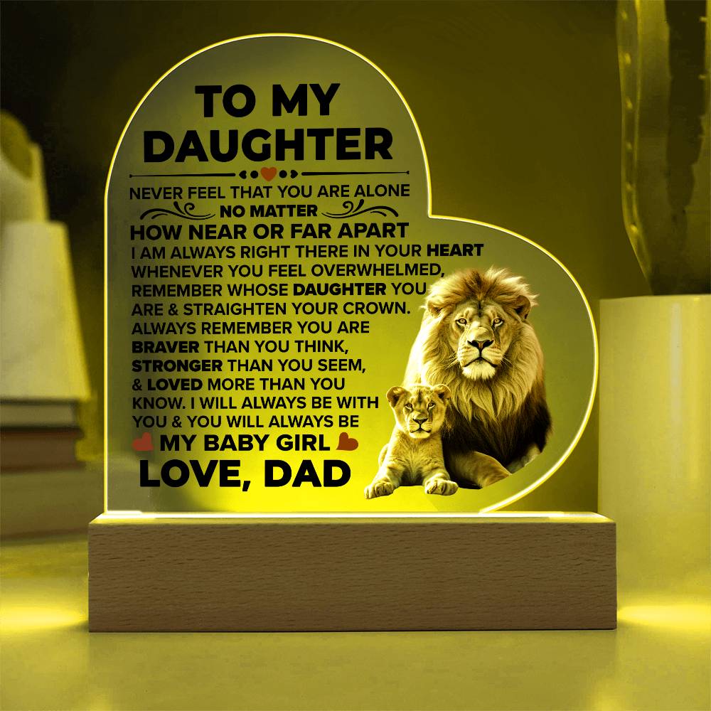 To My Daughter Braver – Acrylic Heart Plaque - Teedubb Xsclusive