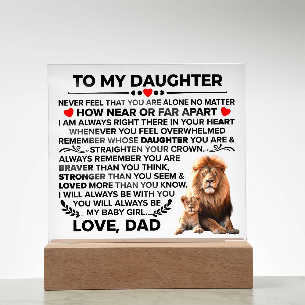 To My Daughter Braver – Acrylic Square - Teedubb Xsclusive