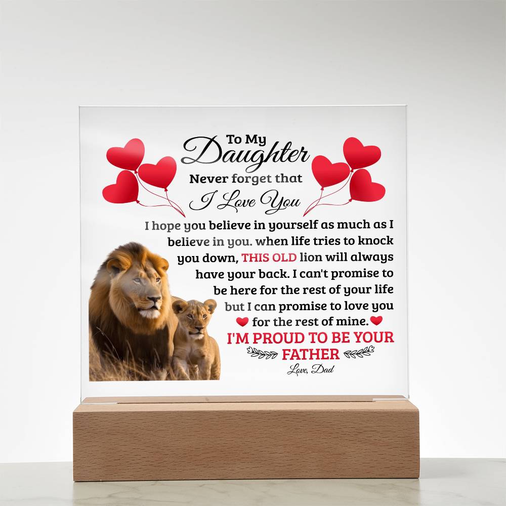 To My Daughter Old Lion – Acrylic Square - Teedubb Xsclusive