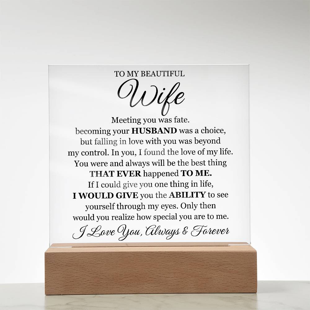 To My Beautiful Wife (Printed) – Acrylic Square - Teedubb Xsclusive