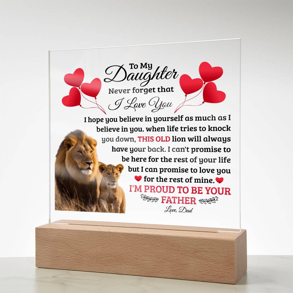 To My Daughter Old Lion – Acrylic Square - Teedubb Xsclusive