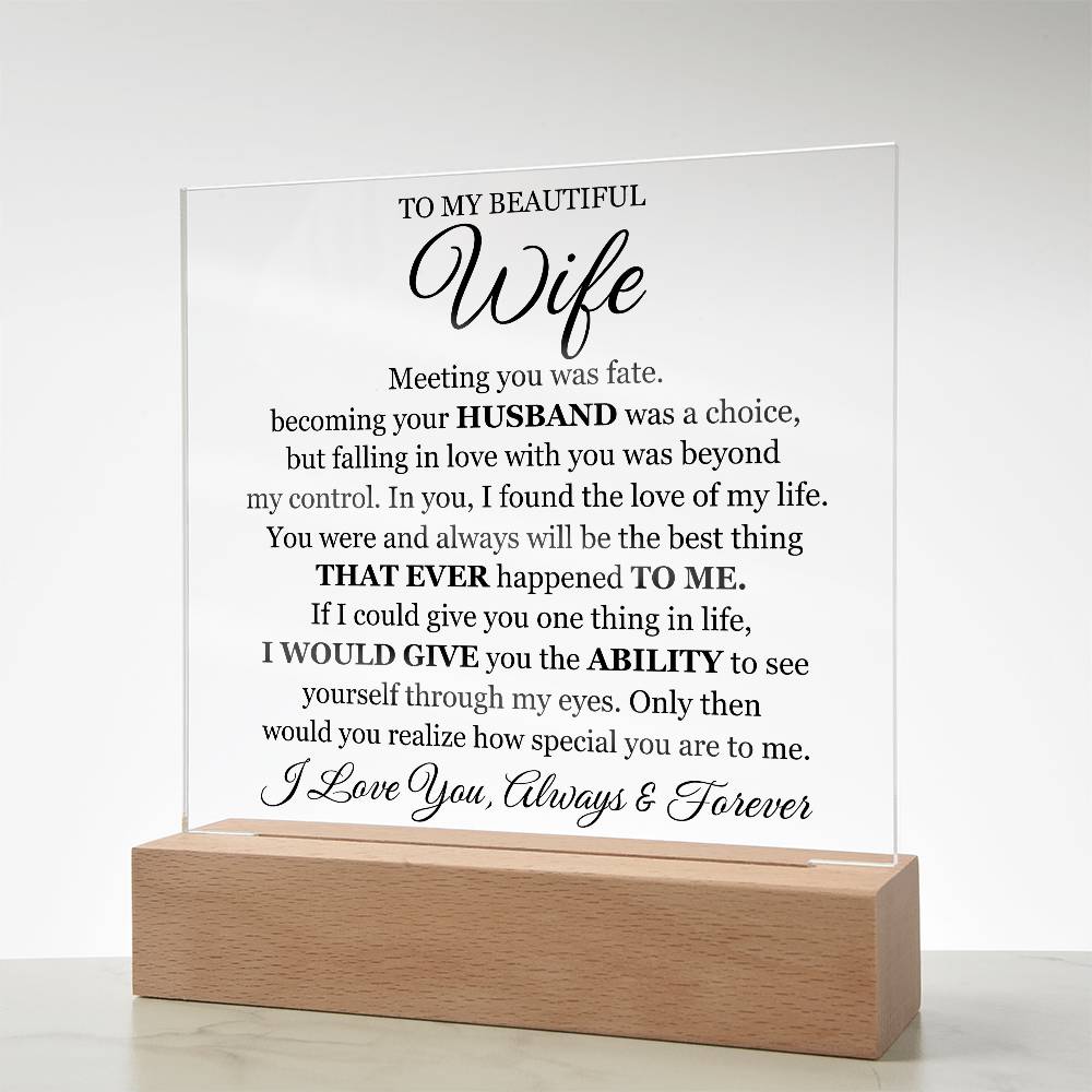 To My Beautiful Wife (Printed) – Acrylic Square - Teedubb Xsclusive