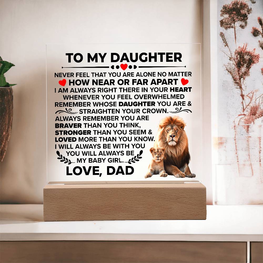 To My Daughter Braver – Acrylic Square - Teedubb Xsclusive