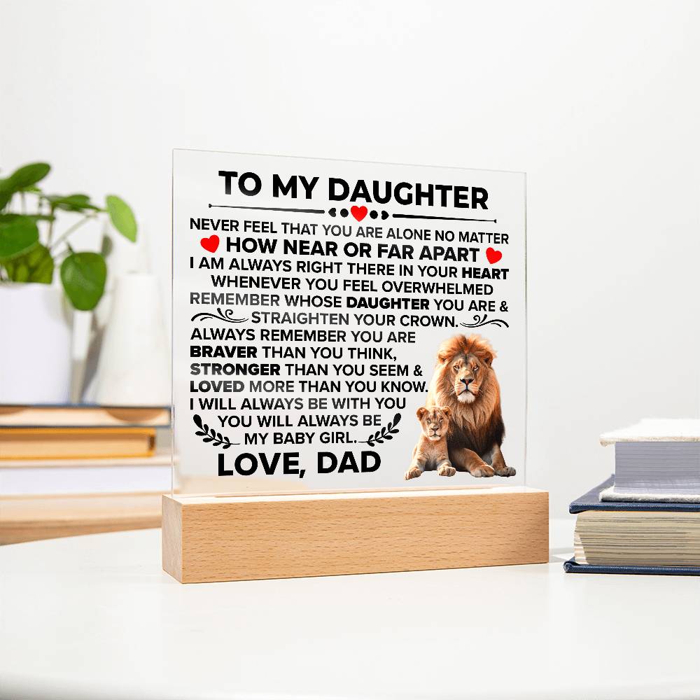 To My Daughter Braver – Acrylic Square - Teedubb Xsclusive