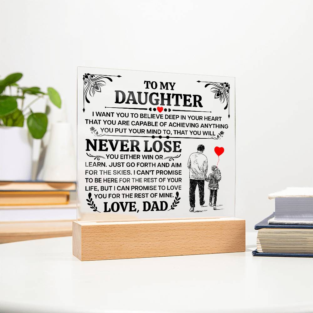 To My Daughter Promise – Acrylic Square - Teedubb Xsclusive