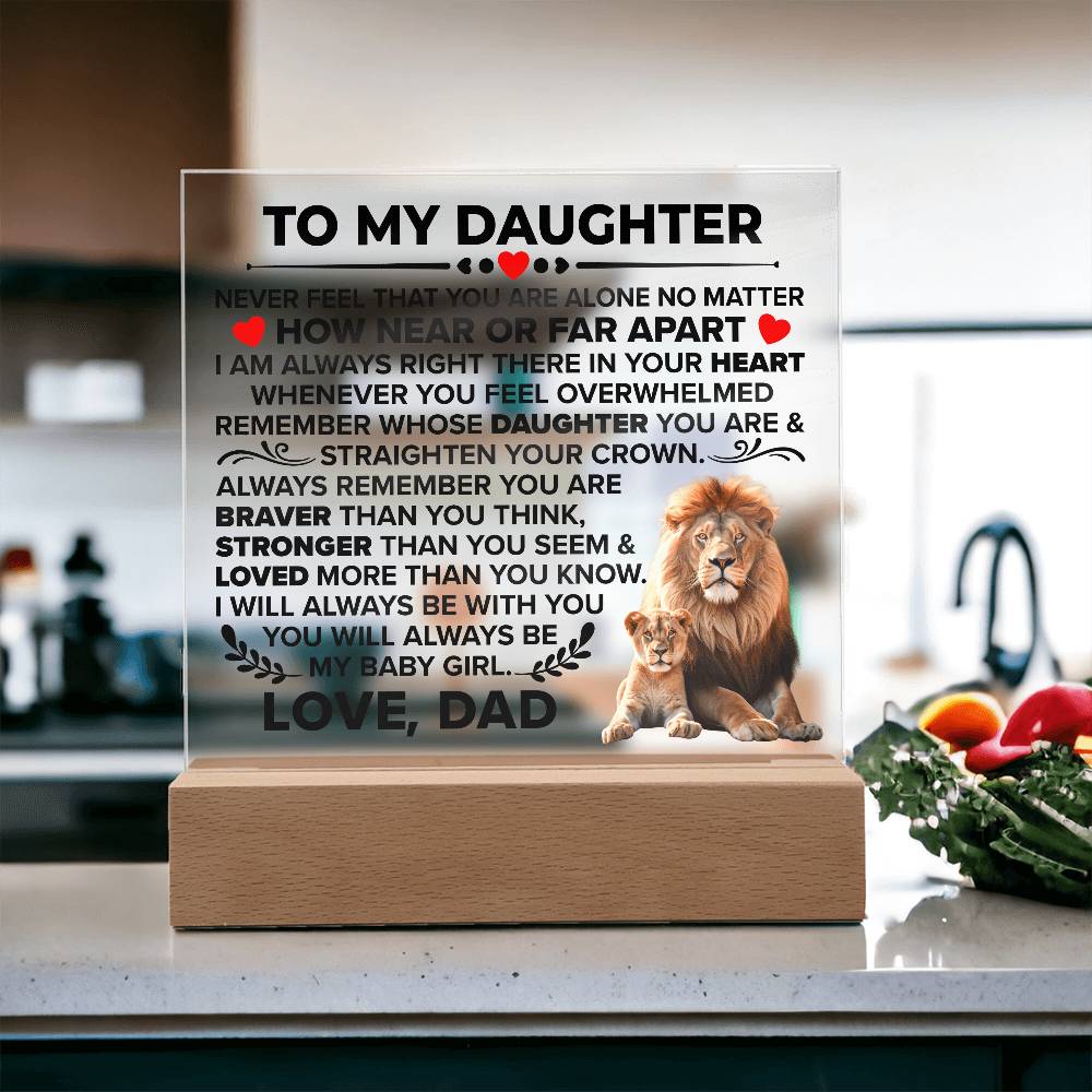 To My Daughter Braver – Acrylic Square - Teedubb Xsclusive