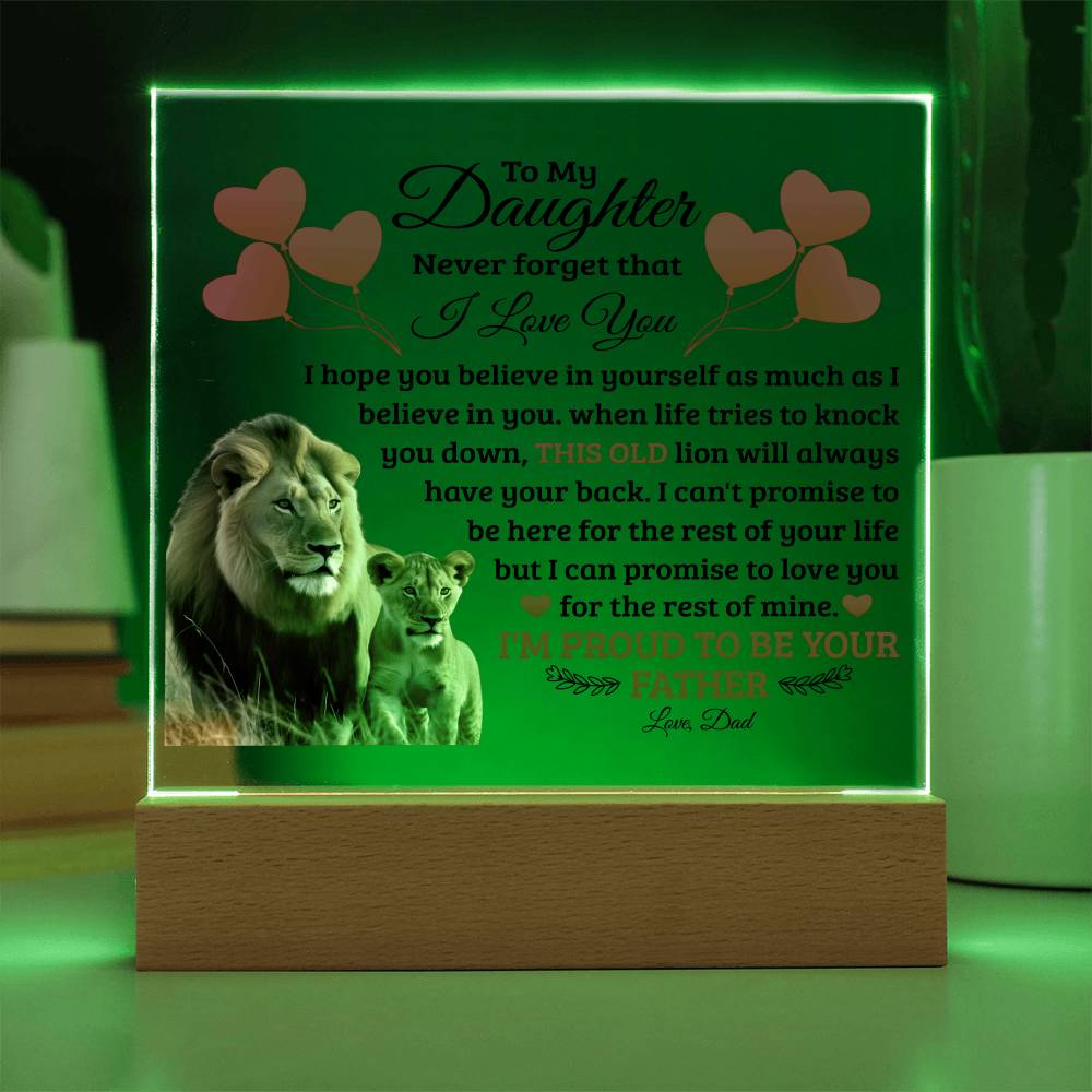 To My Daughter Old Lion – Acrylic Square - Teedubb Xsclusive
