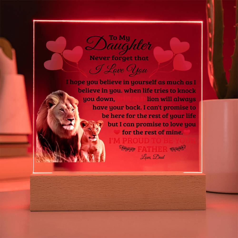 To My Daughter Old Lion – Acrylic Square - Teedubb Xsclusive