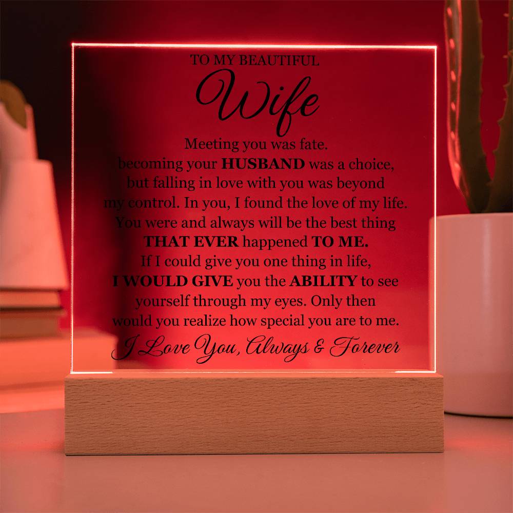 To My Beautiful Wife (Printed) – Acrylic Square - Teedubb Xsclusive