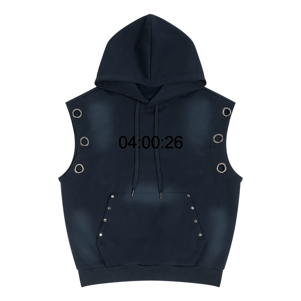 "04:00:26" Vintage Wash Sun Fade Sleeveless Hoodie ODMPOD
