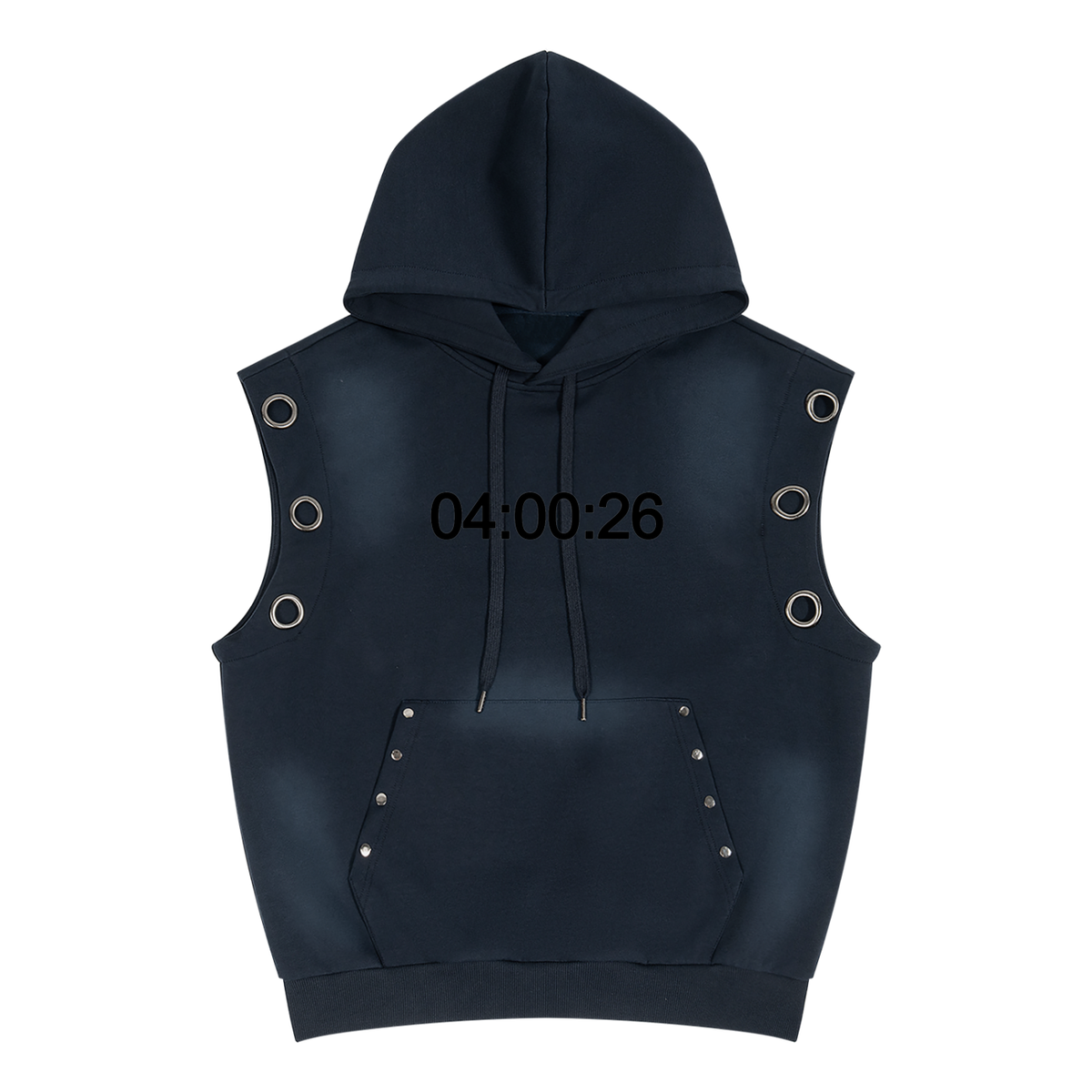 "04:00:26" Vintage Wash Sun Fade Sleeveless Hoodie ODMPOD