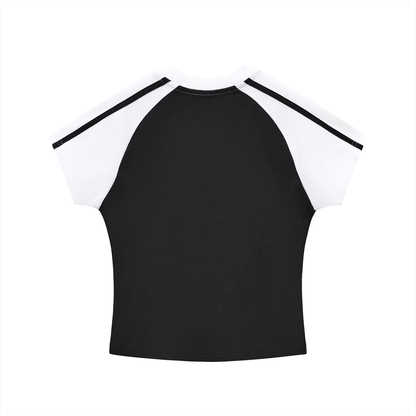 Contrast Stripes Bodycon Raglan  Sleeve T-Shirt ODMPOD