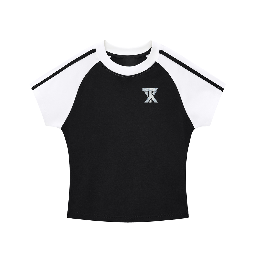 Contrast Stripes Bodycon Raglan  Sleeve T-Shirt ODMPOD
