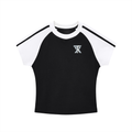 Contrast Stripes Bodycon Raglan  Sleeve T-Shirt ODMPOD