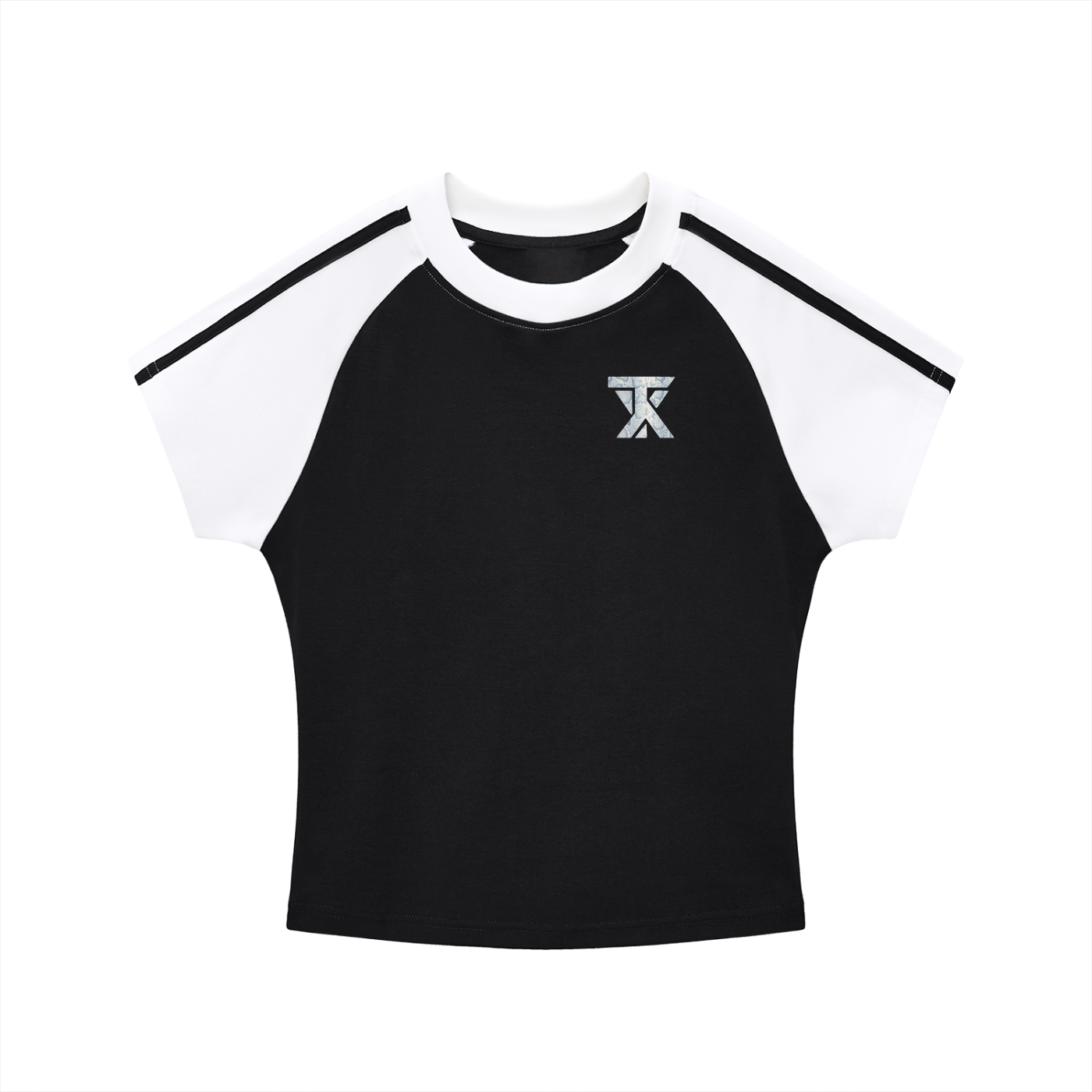 Contrast Stripes Bodycon Raglan  Sleeve T-Shirt ODMPOD