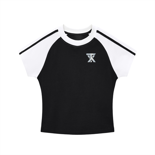 Contrast Stripes Bodycon Raglan  Sleeve T-Shirt ODMPOD