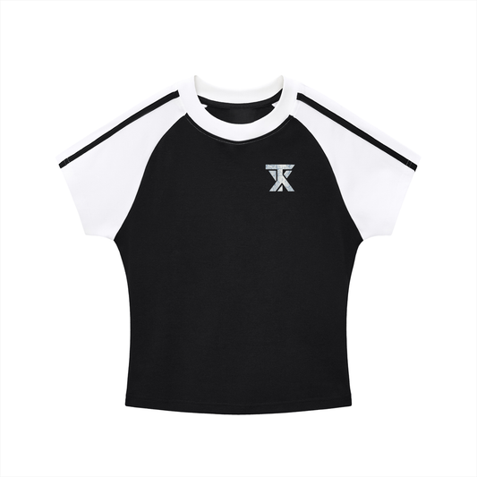 Contrast Stripes Bodycon Raglan  Sleeve T-Shirt ODMPOD
