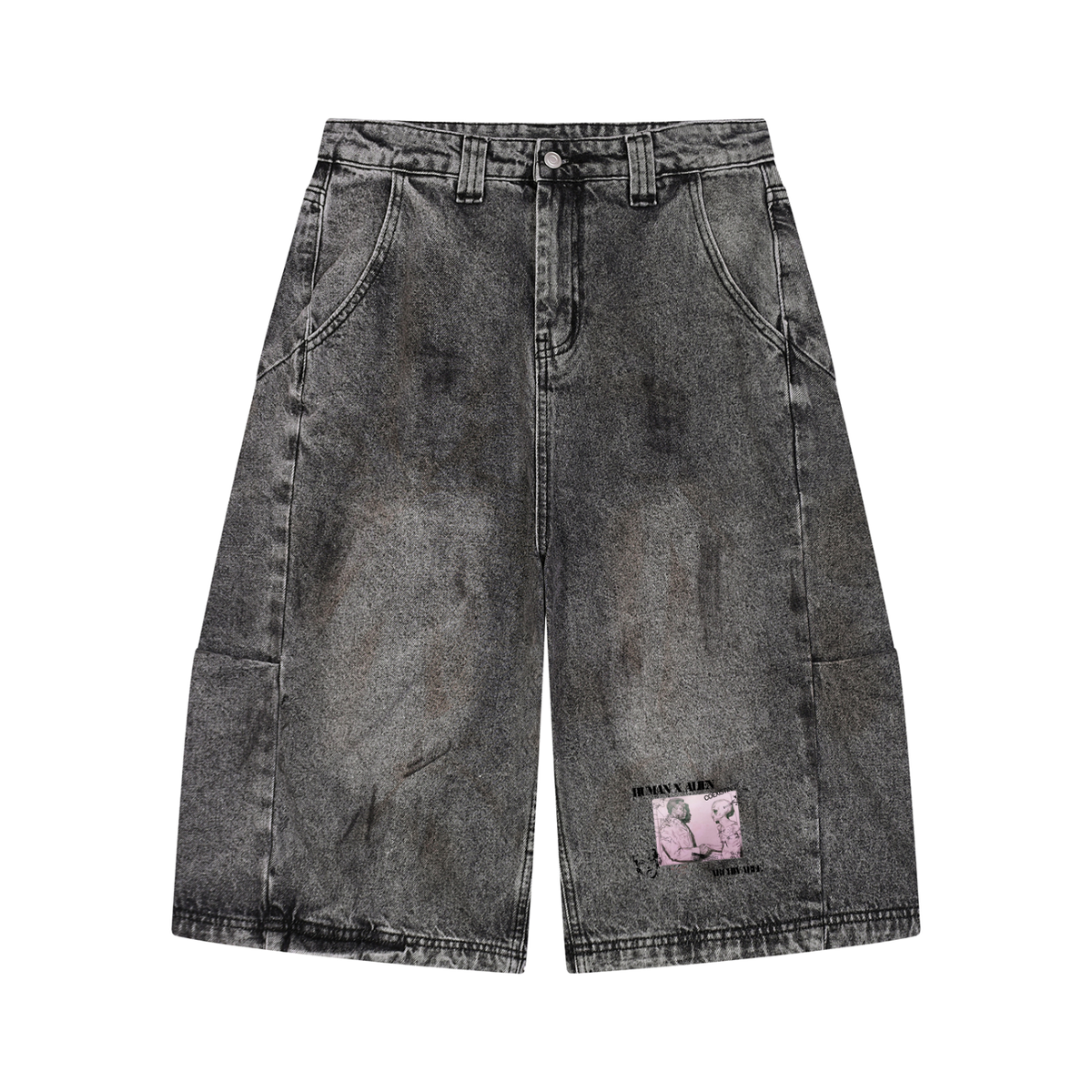 "Human vs Alien" Vintage Wash Denim Jeans ODMPOD