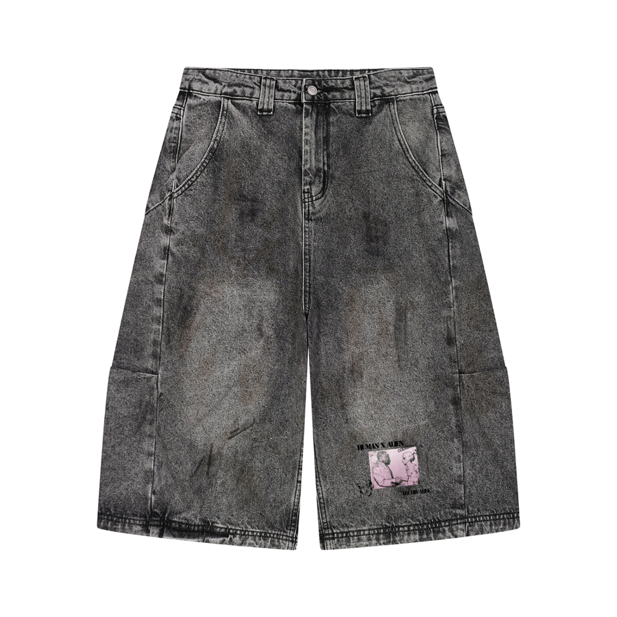 "Human vs Alien" Vintage Wash Denim Jeans ODMPOD